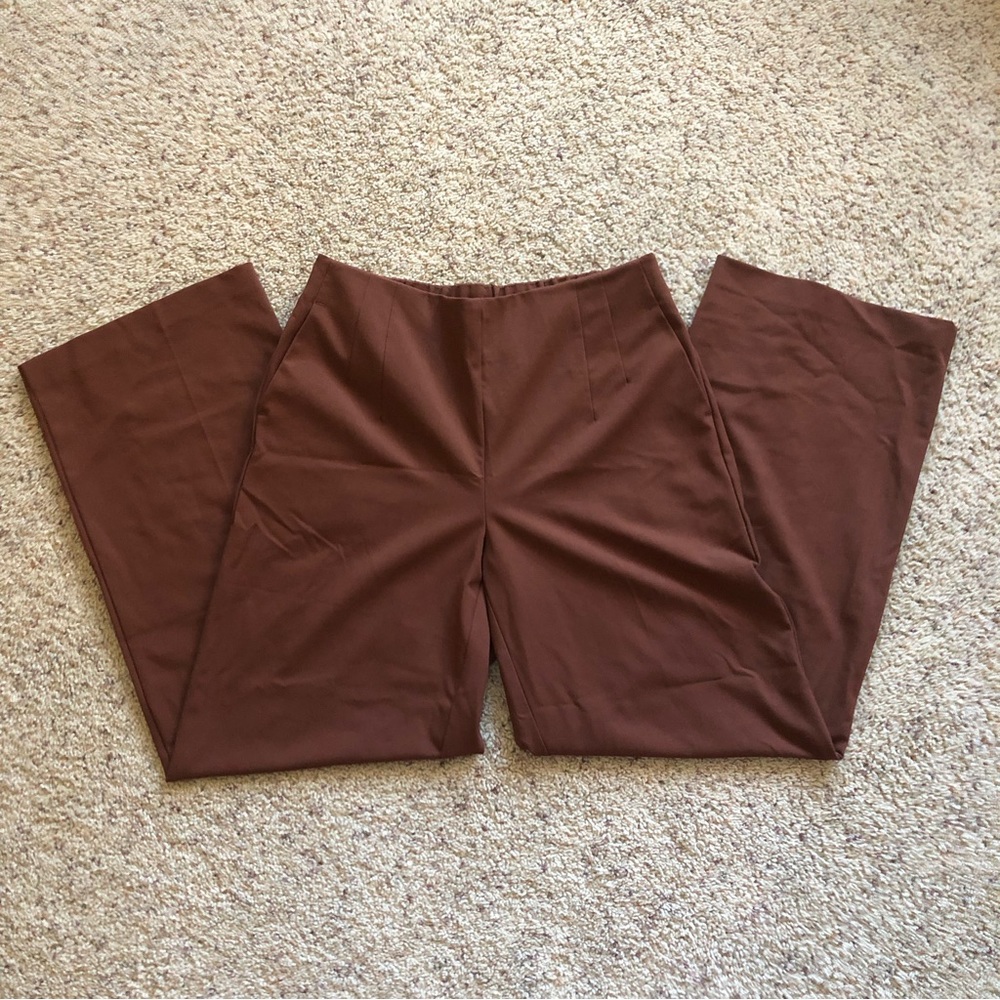 Women's Nicole Miller Brown Office Business Casual Wide Leg Pants Size Small